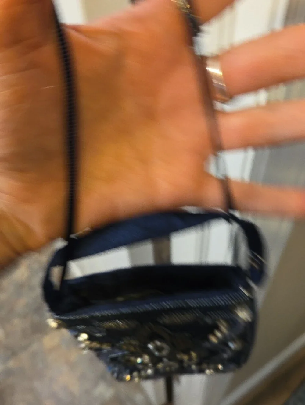 Navy Beaded Embellished Phone Crossbody